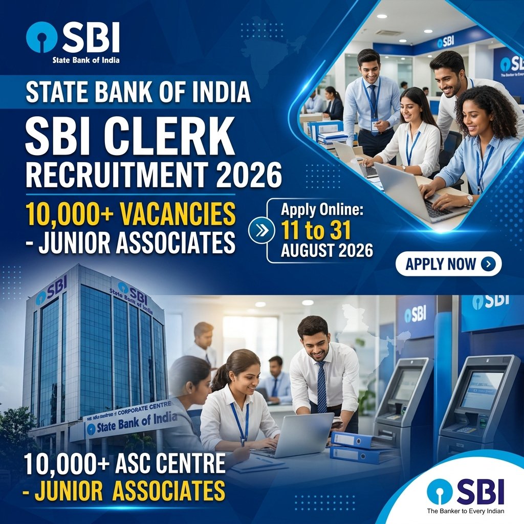 SBI Clerk Recruitment 2026: 10,000+ Posts, Apply Online