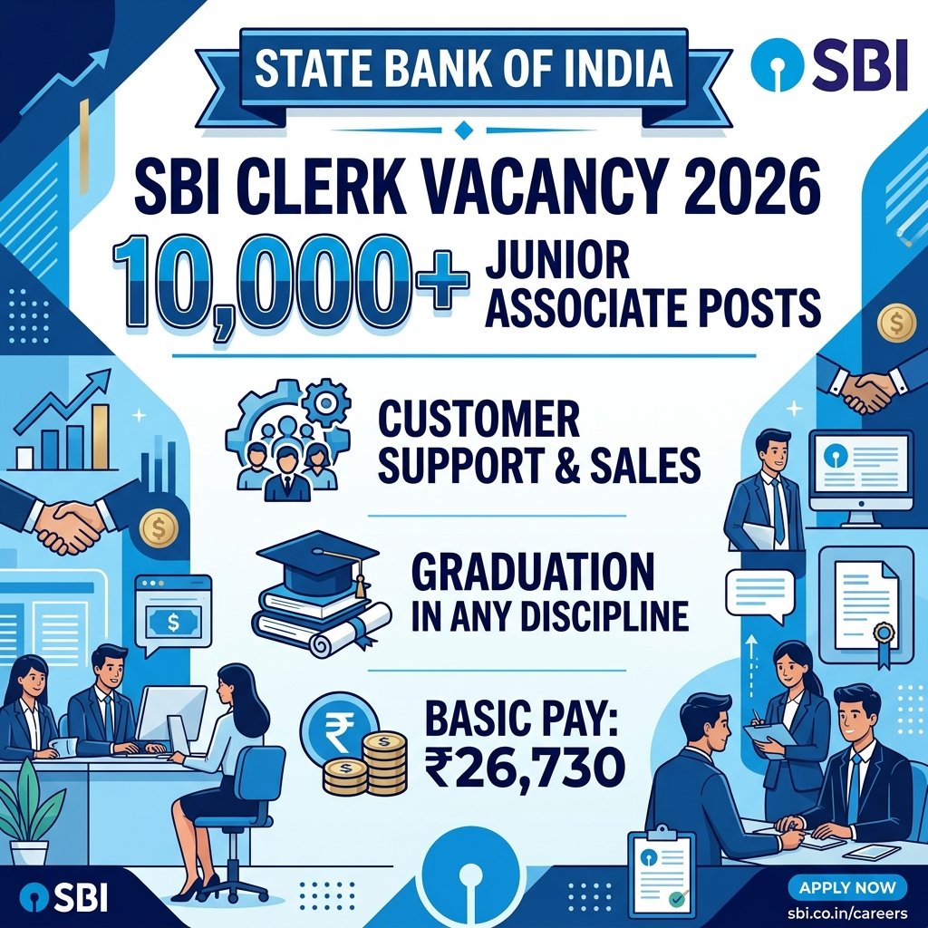SBI Clerk Vacancy 2026 Junior Associate Posts
