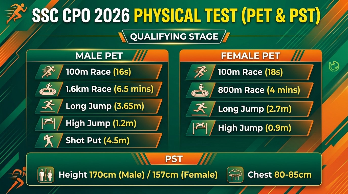 SSC CPO Physical Endurance Test (PET & PST) Poster 2026