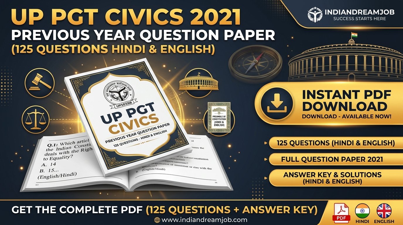 UP PGT Civics 2021 Previous Year Question Paper Download PDF