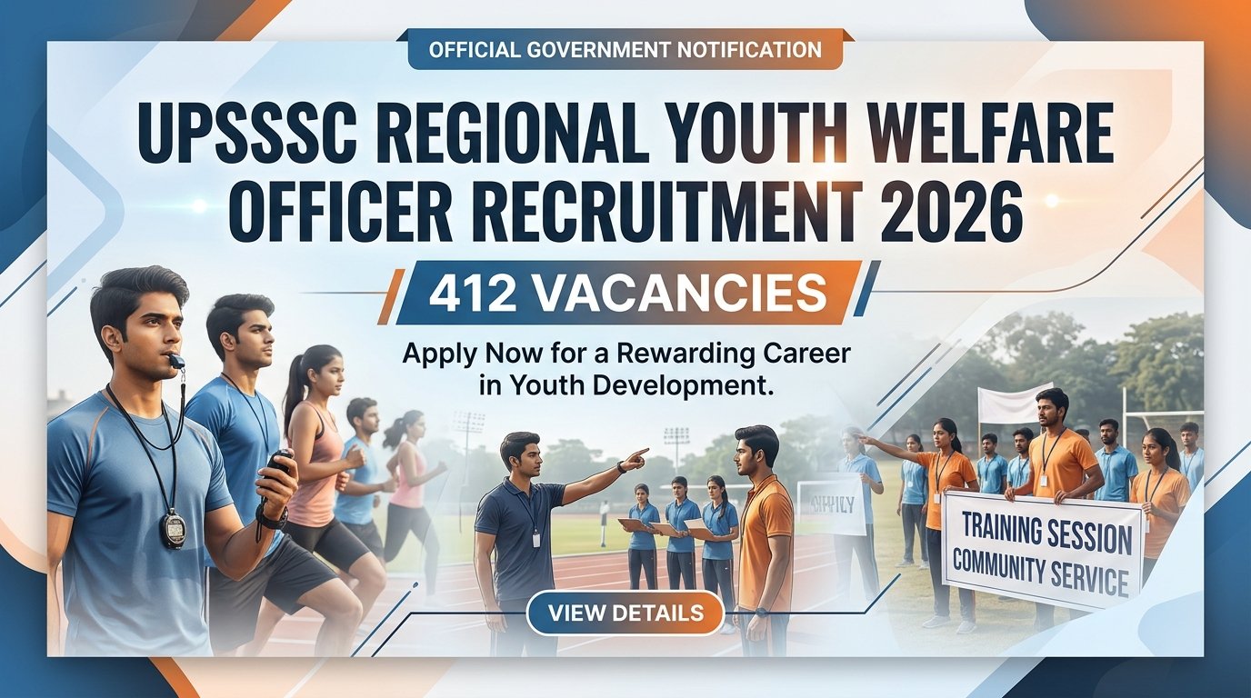 UPSSSC Regional Youth Welfare Officer Recruitment 2026: 412 Posts, PET-2025, Eligibility, Salary, Exam Pattern & Apply Online