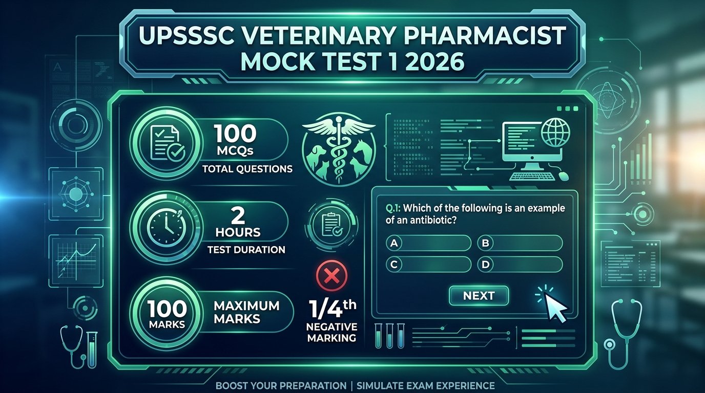 UPSSSC Veterinary Pharmacist Mock Test 1 2026 100 MCQs Full Length Practice Paper Header
