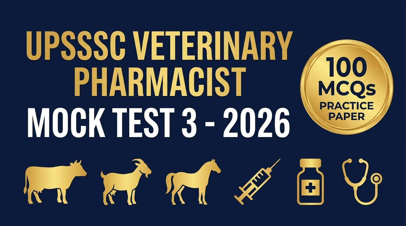 UPSSSC Veterinary Pharmacist Mock Test 3 2026 100 MCQs Practice Paper Header