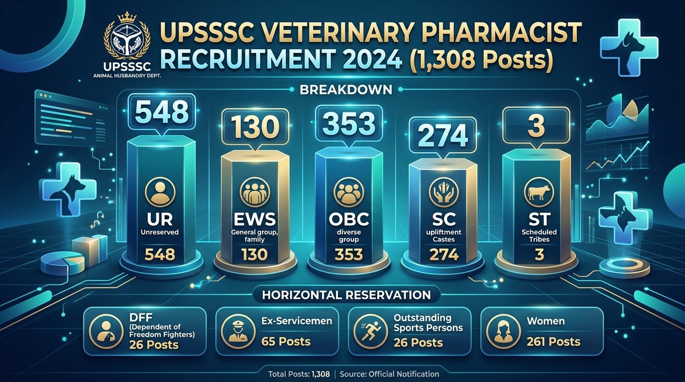 UPSSSC Veterinary Pharmacist Vacancy 2026 Breakdown (1,308 Posts)