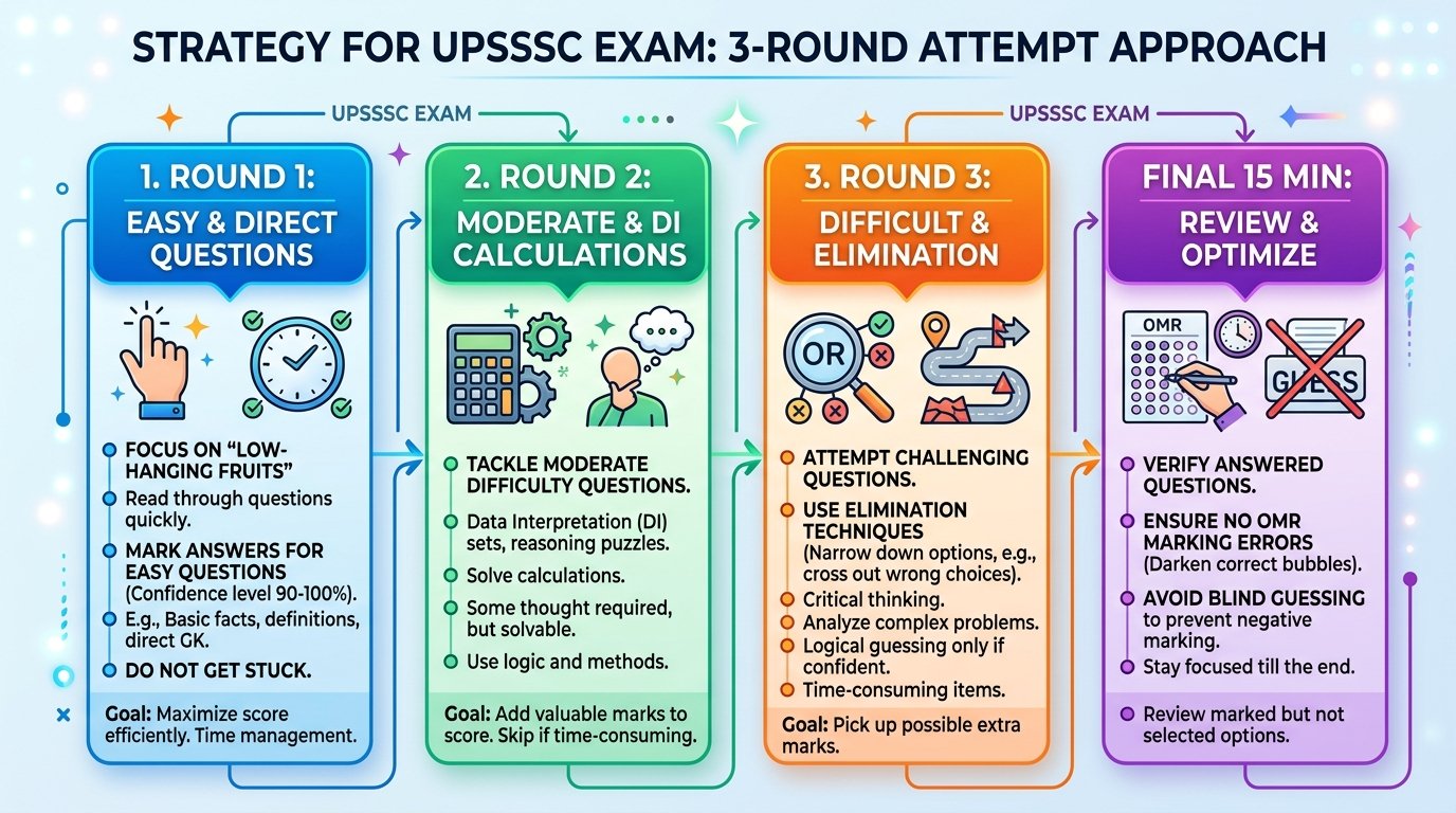 UPSSSC 3-Round Attempt Strategy Infographic