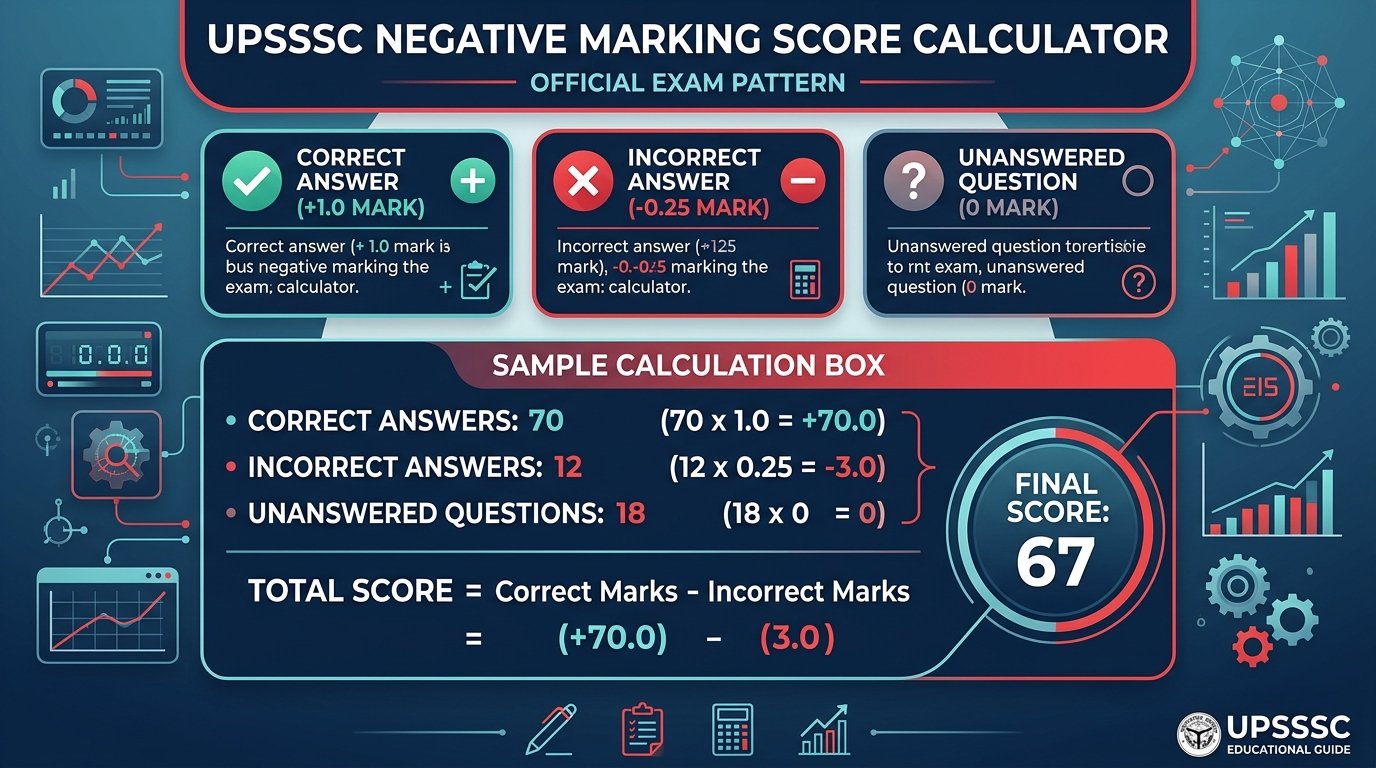 UPSSSC Negative Marking Score Calculator Infographic